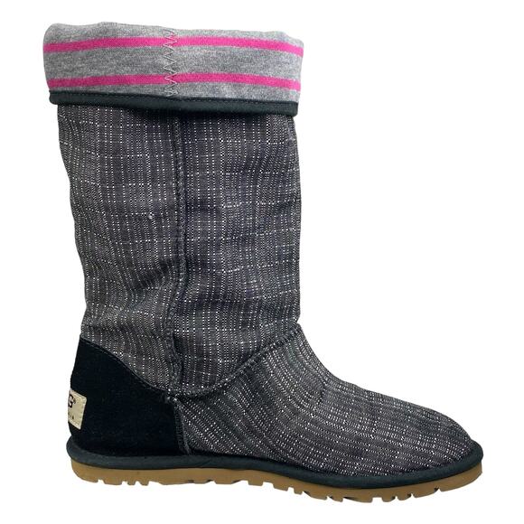 UGG Women’s Lo Pro Button Down Flannel Grey Denim Boot Size US 6 - Picture 4 of 10